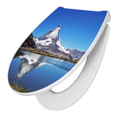 banjado® Premium WC-Sitz Duroplast weiß mit Motiv Motiv Matterhorn