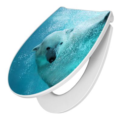 banjado® Premium WC-Sitz Duroplast weiß mit Motiv Motiv Tauchender Eisbär