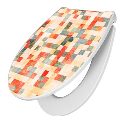 banjado® Premium WC-Sitz Duroplast weiß mit Motiv Motiv Mosaik Rot