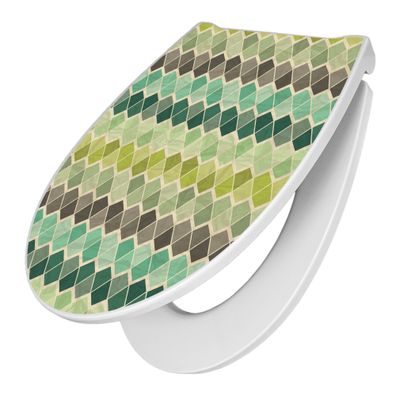 banjado® Premium WC-Sitz Duroplast weiß mit Motiv Motiv Vier Farben Grün