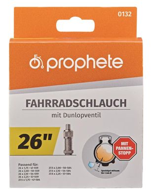 Prophete 0132 Pannenstopp Fahrradschlauch 26 x 1,75 - 2,125 (47/57-559) - Dunlopve...