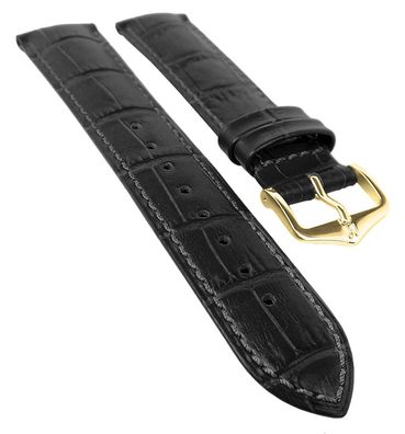 HIRSCH DUKE L | Uhrenarmband Leder Schwarz / Alligatorprägung 31024