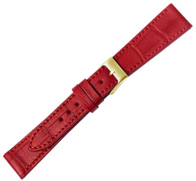 Minott > Uhrenarmband rot Kalbsleder > Made in Europe > Krokooptik