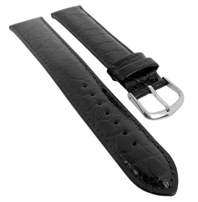 Minott Uhrenarmband XL Leder schwarz mit Krokoprägung 29585