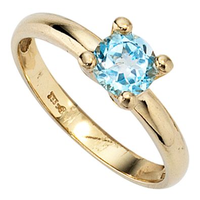 Damen Ring 333 Gold Gelbgold 1 Blautopas hellblau blau Goldring Gelbgoldring