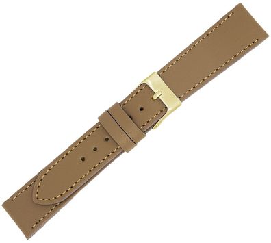 Minott Uhrenarmband Kalbsleder flach braun Ton in Ton Naht Verlauf