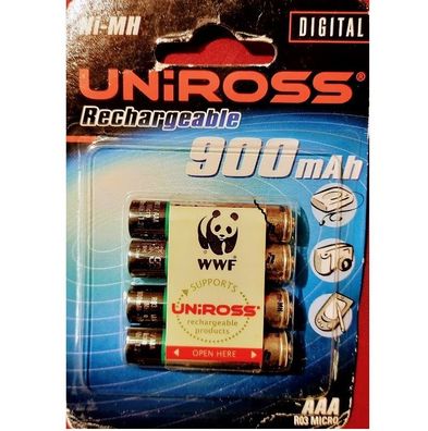 Uniross Mikro AAA 1,2V 900mAh Akku Batterien 1000x Wiederaufladbar Restposten