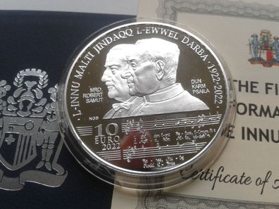 Original 10 euro 2022 PP Malta Innu Malti - NUR 1500 Stück