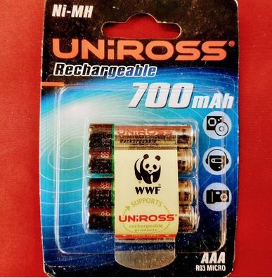 Uniross Mikro AAA 1,2V 700mAh Akku Batterien 1000x Wiederaufladbar Restposten