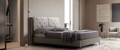Designer Bett Schlafzimmer Betten Textil Hotel Luxus Polster Sitz Stoff Italien
