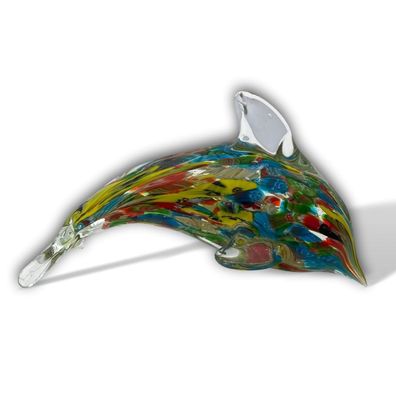 Glasfigur Figur Delfin Fisch Delphin Glas Murano-Antik-Stil 17cm