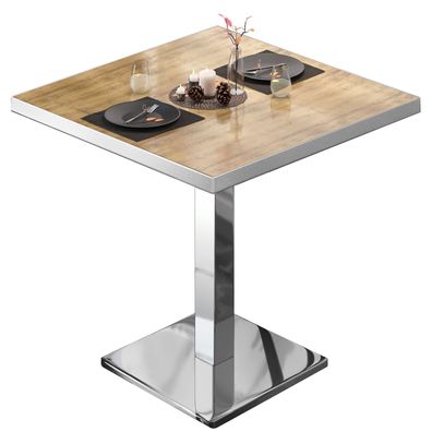 BM | Bistrotisch | B: : 70 x 70 x 75 cm | Eiche / Edelstahl | Quadratisch | Edelsta