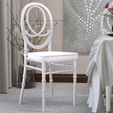 14er-Set Tiffany | Hochzeitsstuhl | Weiß | Kunststoff | Stapelbar | + Sitzkissen | C