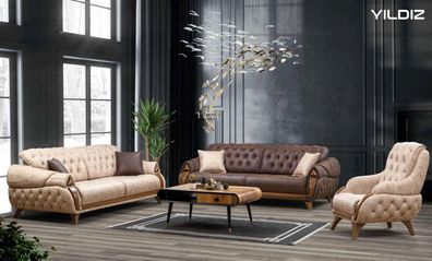 Sofa 3 Sitzer Sofas Leder Dreisitzer Polster Design Wohnzimmer Klassisches Möbel