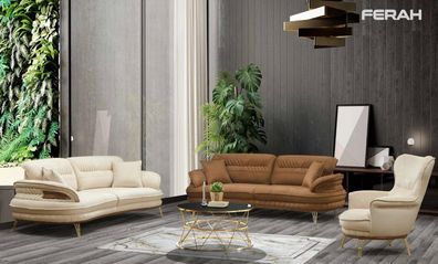 Luxus Sofagarnitur 3 + 3 + 1 Sitzer Dreisitzer Sofa Sofas Sessel Design Klassisches