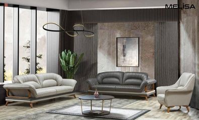 Luxus Garnitur Set Sofagarnitur 3 + 3 + 1 Sitzer Klassisch Sofas Sessel Stoff 3tlg.