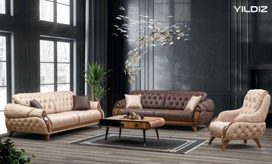Dreisitzer Stoff Sofa Couch Polster Möbel Klassisch Wohnzimmer Design Luxus Neu
