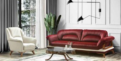 Sessel Sitz Klassisch Design Wohnzimmer Polster Einsitzer Relax Weiß Stil Luxus