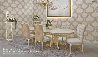 Italienische Möbel Esszimmer + 6x Stühle Lehn Stuhl Gruppe Garnitur jvmoebel ®