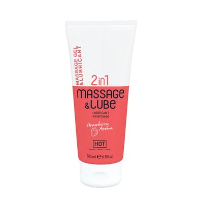 HOT 2in1 Massage & Lube Strawberry 200ml - hochwertiges Massage- & Gleitgel