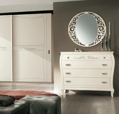 Sideboard Kommode mit Spiegel Sideboards Holz Kommoden Möbel 2tlg Weiß Italien