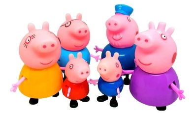 6 Teiliges Figuren Set Peppa Pig Schweine Familie Wutz George Mama Papa Oma OPA