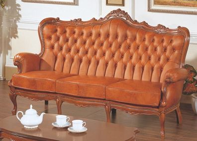 Luxus 3-Sitzer-Sofa 3-Sitzer-Sofa aus braunem Leder Art déco Stil Möbel Leder