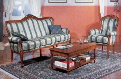 Klassische Sofagarnitur Couch 3 + 1 Sitzer Sofa Couchen Italienische Möbel Textil