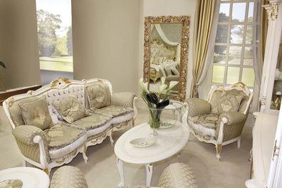 Klassische Design Sofagarnitur 3 + 1 Sitzer Garnitur Sofa Luxus Sofas 2 tlg Set