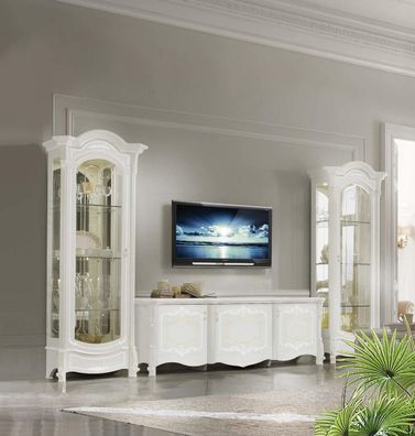 Italienische Stil Möbel - Wohnzimmer 3tlg. Set Wohnzimmer Vitrine rtv jvmoebel ®