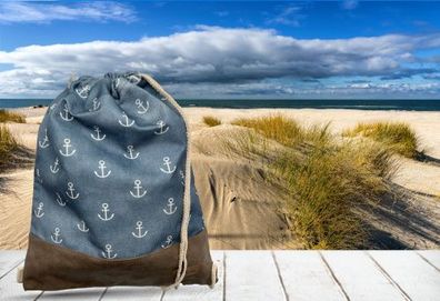 Turnbeutel, Rucksack, Gym Beutel, Sporttasche Maritim (Kleine-Anker)