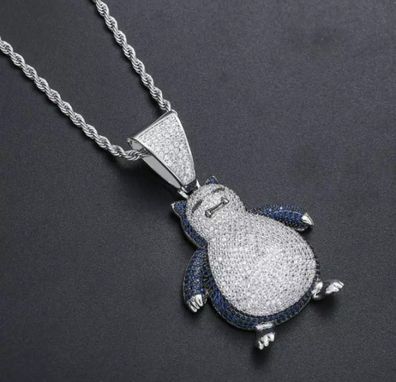 Pokemon Relaxo Snorlax Hop Hop Kette Anhänger Necklace Anime Manga Cosplay Silber