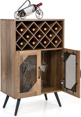 Vintage Weinschrank mit abnehmbarem Weinregal und integrierten Glashaltern Barschrank
