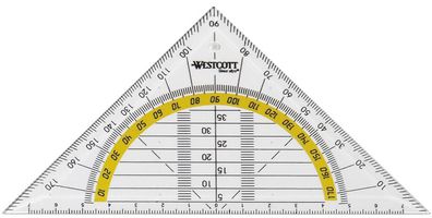 Westcott Geodreieck Hypotenuse: 140 mm transparent