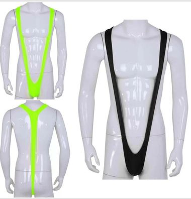 Männer Mankinibadeanzug Einteiler Body Badeanzug Schwimmanzug Neongrün Schwarz