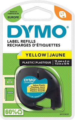 DYMO Original LetraTag Etikettenband | schwarz auf gelb | 12 mm x 4 m | selbstkleb...