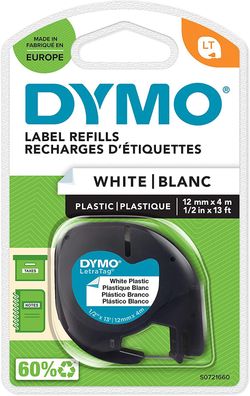 DYMO LT Etikettenband Authentisch | schwarz auf weiß | 12 mm x 4 m | selbstklebend...