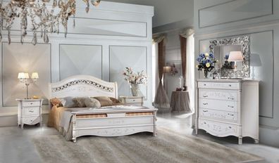 Luxus Schlafzimmer Set 4tlg. Bett + 2x Nachttische + Kommode Moderne Design Betten
