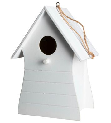 Holz Vogelhaus zum Hängen 20 cm - weiß - Deko Vogel Futter Häuschen Nist Kasten