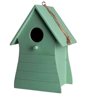 Holz Vogelhaus zum Hängen 20 cm - grün - Deko Vogel Futter Häuschen Nist Kasten