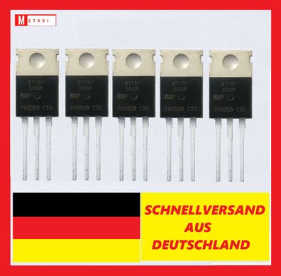 5x BT151-500R NXP Thyristor, Transistor , 500V , 7.5A , 15mA, TO-220AB , 12A ,