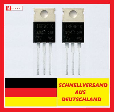 2x IRF9610 , Transistor , P-Mosfet , 200V , 1,8A , 20W , TO-220