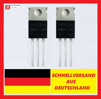 2x IRF520N , Transistor , P-Mosfet , 100V , 9,7A , 48W , TO-220