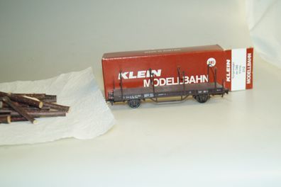 H0 Klein Modellbahn 312 Güterwagen Kbmp mit Holzladung, top/ ovp