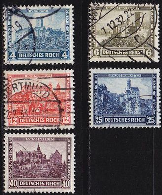 Germany REICH [1932] MiNr 0474-78 ( O/ used ) [01] Bauwerke