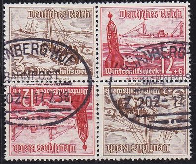 Germany REICH [Zdr] SK31 4er ( O/ used ) Schiffe kopfstend Bahnstempel