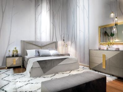 Design Luxus Schlafzimmer Set Bett 2x Nachttische Kommode Garnitur Betten Hotel
