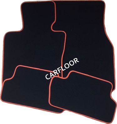 Für Seat Ateca Bj. ab 6.16 Fußmatten Velours Deluxe schwarz mit Nubukband orange