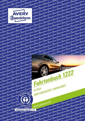 AVERY Zweckform 1222 Fahrtenbuch (für PKW vom Finanzamt anerkannt, A5, Recycling-P...