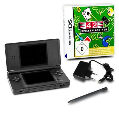 Nintendo DS Lite Handheld Konsole schwarz #70A + Kabel + Spiel 42 Spieleklassiker
